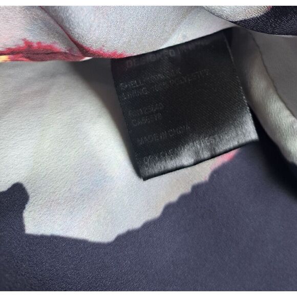 Intermix Women Silk Medium Wrap Tie Floral Midi Hi Low Tiered Dress Blue Yellow - Picture 12 of 13